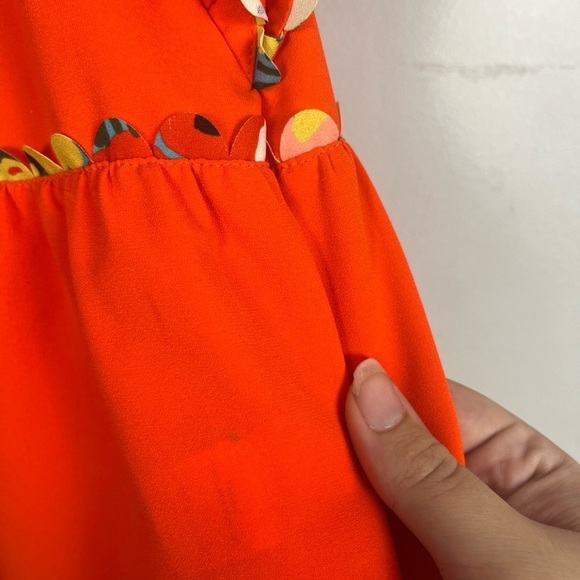 Crosby by Mollie Burch Blakely colorful bright orange tiered ruffle blouse small - Picture 6 of 10